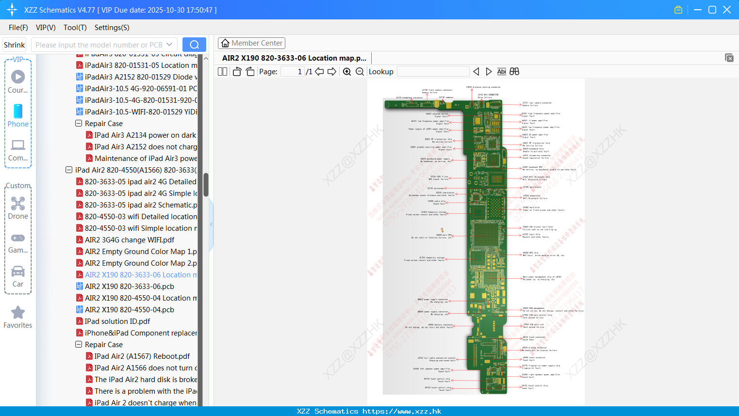 IPad AIR2 X190 820-3633-06 Location Map